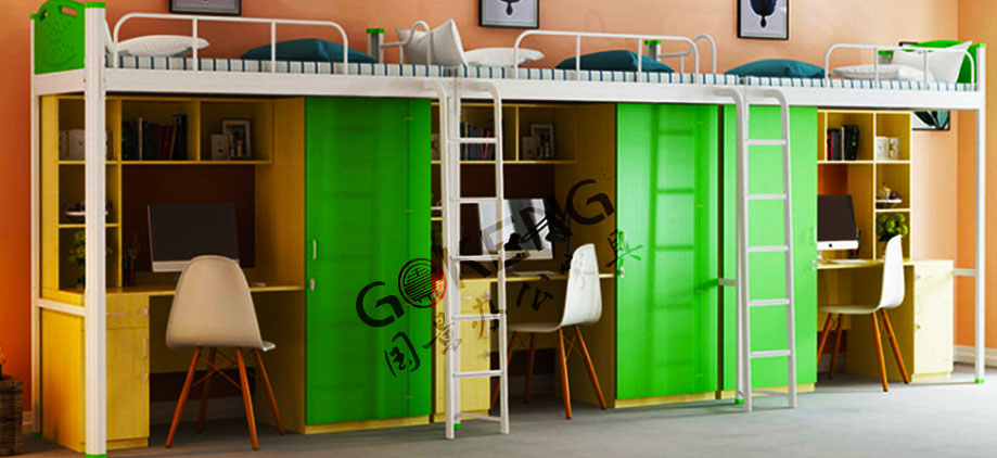 三人连排宿舍铁床